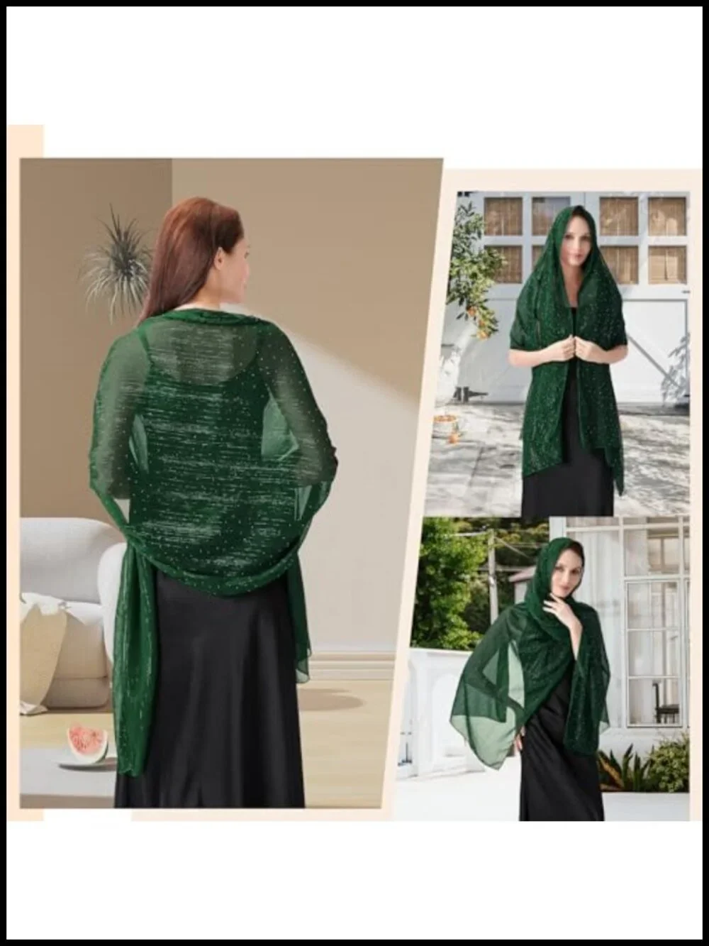 Chiffon Shawl Wrap with Rhinestones for Women Weddings Formal Occasions Sparkly